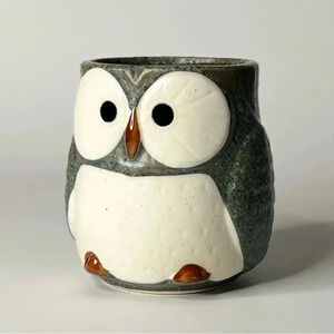 Kotobuki Japanese 3.25"H Blue Owl Tea Coffee Cup Mug Made In Japan